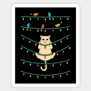 Cat and birds christmas Magnet